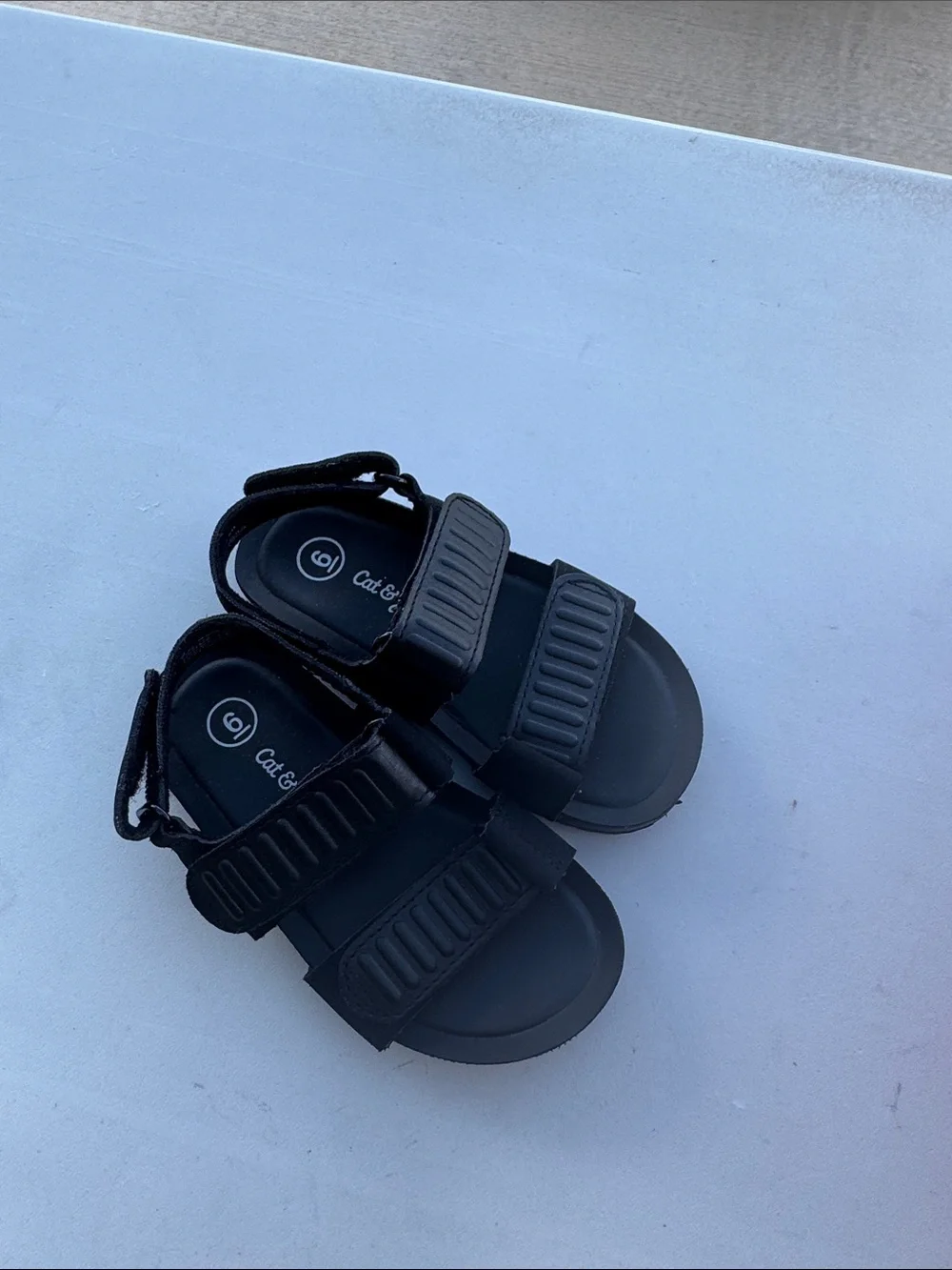 Cat & Jack Black Kids' Adjustable Hook-and-Loop Sport Sandals